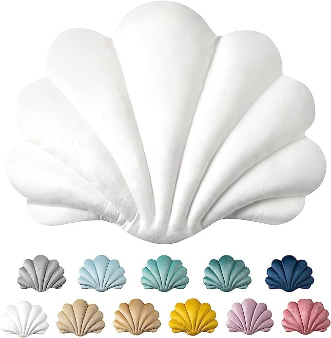 Ashler 3D Throw Pillows Shell Shaped Accent Throw Pillow, Soft Velvet Insert Included Cushion for... | Amazon (US)