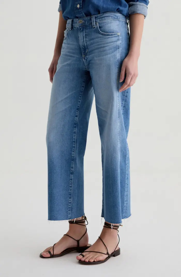 Saige Paneled Raw Hem Ankle Wide Leg Jeans | Nordstrom Rack