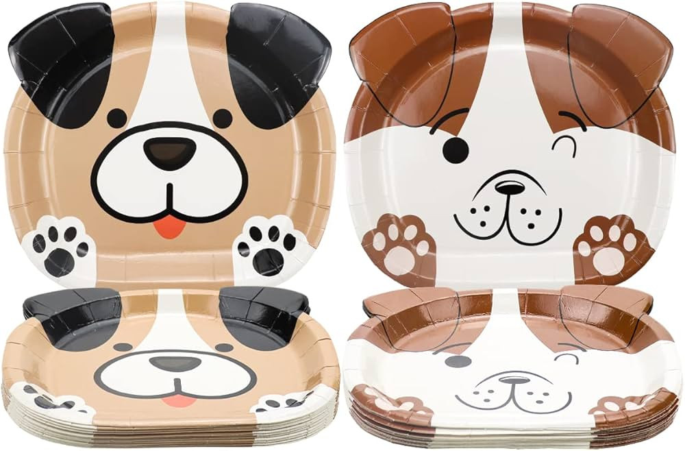 QUERICKY Dog Shaped Dinner Plates, Dog Birthday Party Disposable Plates, Dog Themed Party Tablewa... | Amazon (US)