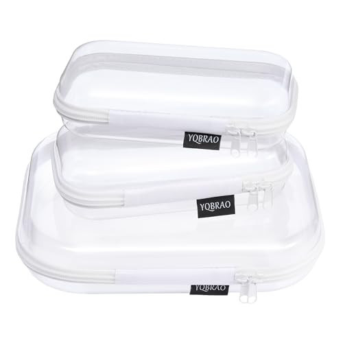 3 Pack Clear Hard Shell Zipper Case - Clear Waterproof Cosmetic Bag with Zipper, Kid's Toy Storage Organizer Bins, Charging Cables, creative journaling, painting brushes, Threads,Sketch Supplies | Amazon (US)