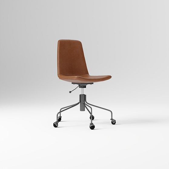 Slope Office Chair, Saddle Leather, Nut | West Elm (US)