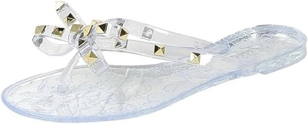 Womens Sandals Studded Jelly Bow Flip Flops | Amazon (US)