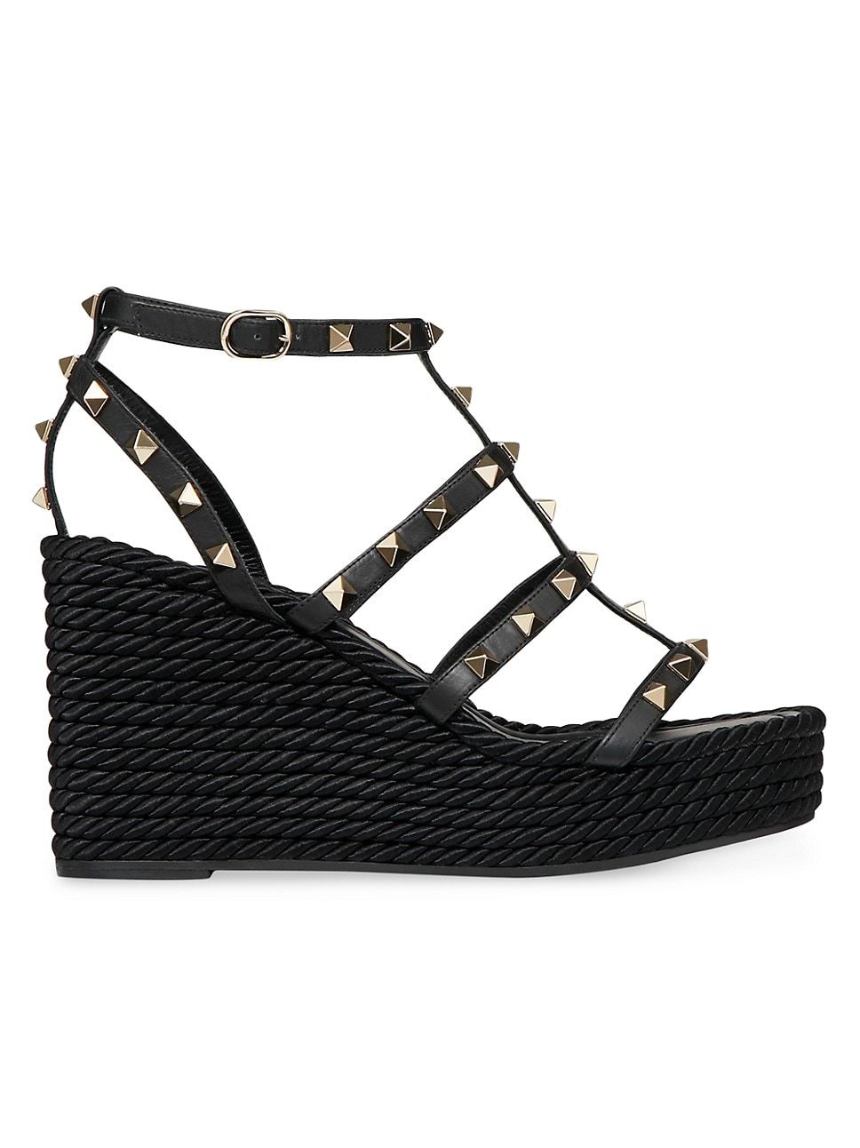 Rockstud Ankle Strap Wedge Sandals In Calfskin Leather | Saks Fifth Avenue