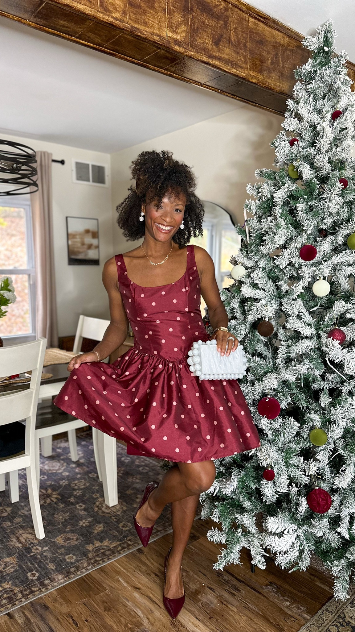 Holiday outfit idea.

Comes in numerical sizing, I’m wearing a size 0.  Dress has no stretch and runs true to size

#LTKHoliday #LTKootd #LTKgrwm