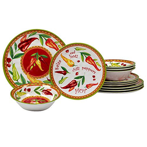 Certified International Red Hot 12 pc Melamine Dinnerware Set, Service for 4 | Amazon (US)