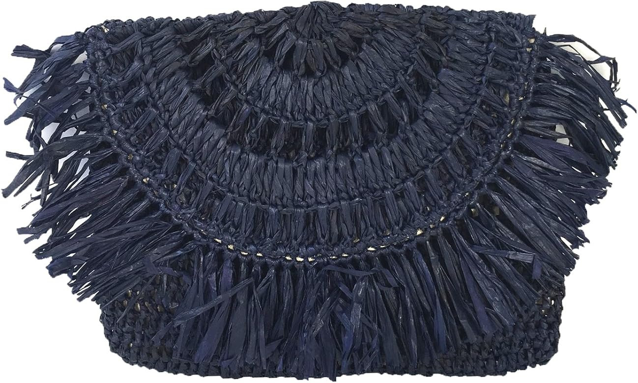 Mar Y Sol Mia Crochet Raffia Fringe Clutch, Navy | Amazon (US)