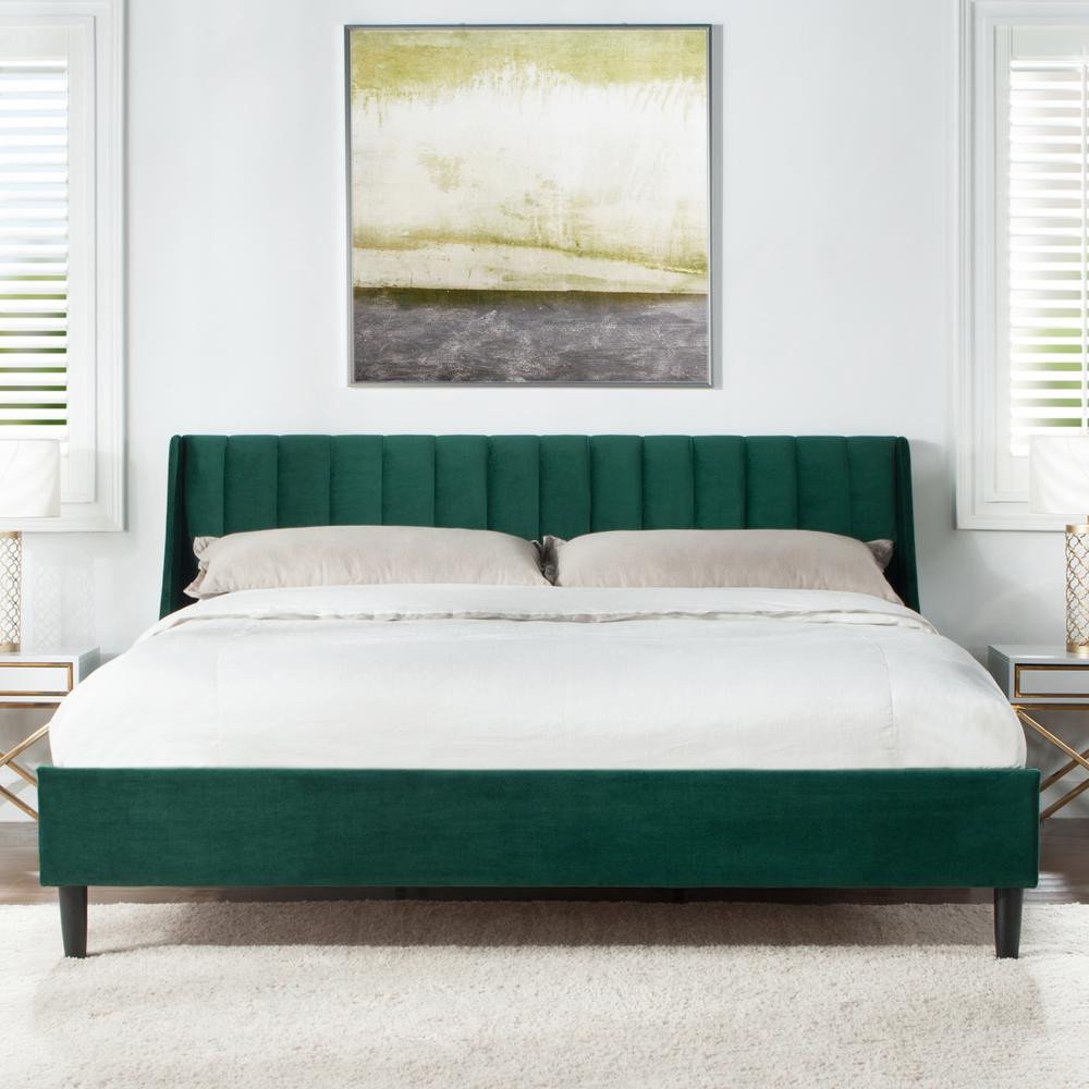 Aspen Evergreen King Upholstered Bed | The Home Depot
