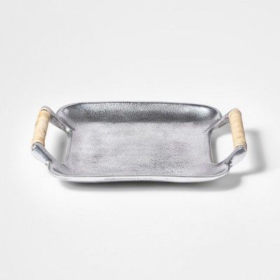 Metal Tray With Wrapped Handles Silver - Threshold™ | Target