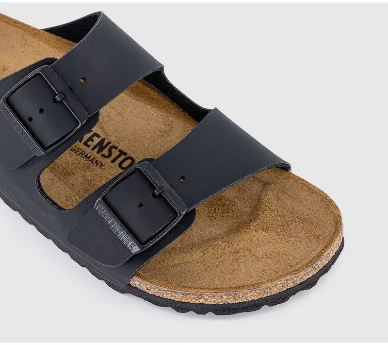 BIRKENSTOCK
								Arizona Two Strap Sandals F
								Black Birko Flor | OFFICE London (UK)