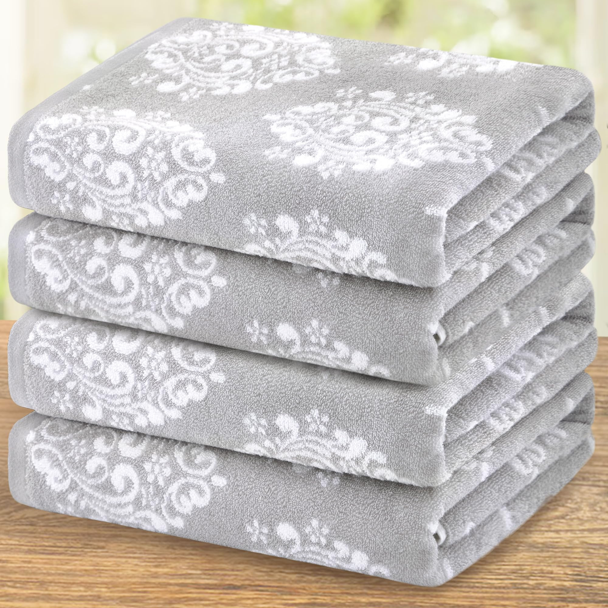 Grey and White Bath Towels, 28"x52" - 100% Cotton | Quick Dry | Soft | Light Weight | Absorbent, ... | Amazon (US)