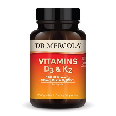 Dr. Mercola Vitamins D3 & K2, 30 Servings (30 Capsules), Dietary Supplement, Supports Immune Health, Non GMO, NSF Certified | Target