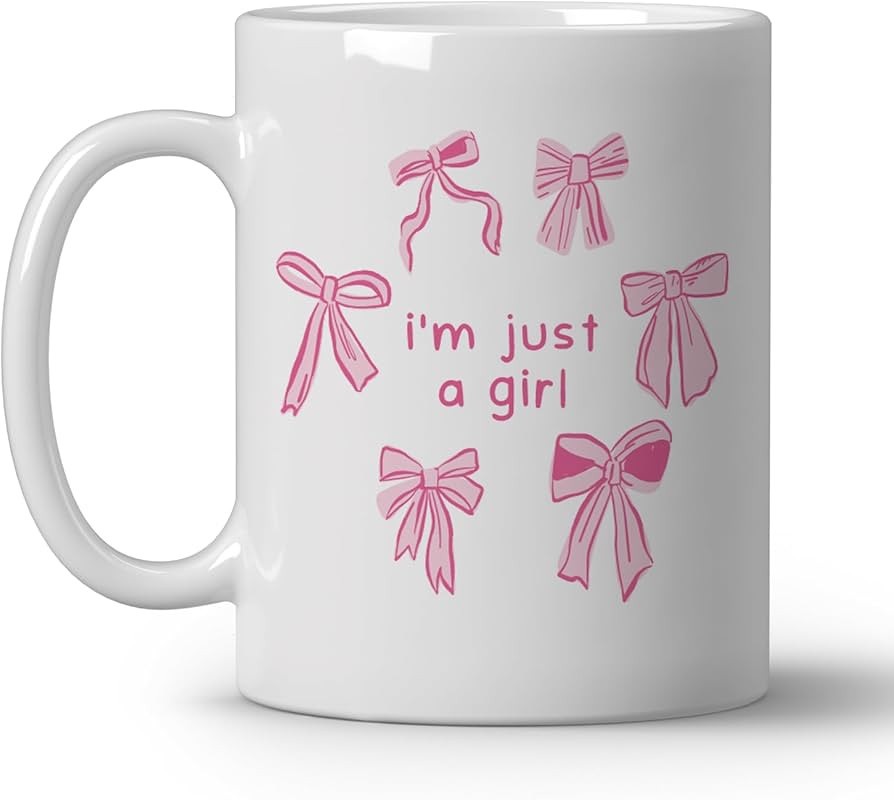 Preppy Coquette Pink Bows Coffee Mugs, Cute Gifts For Women Girls, I Am Just A Girl Ceramic Coffe... | Amazon (US)