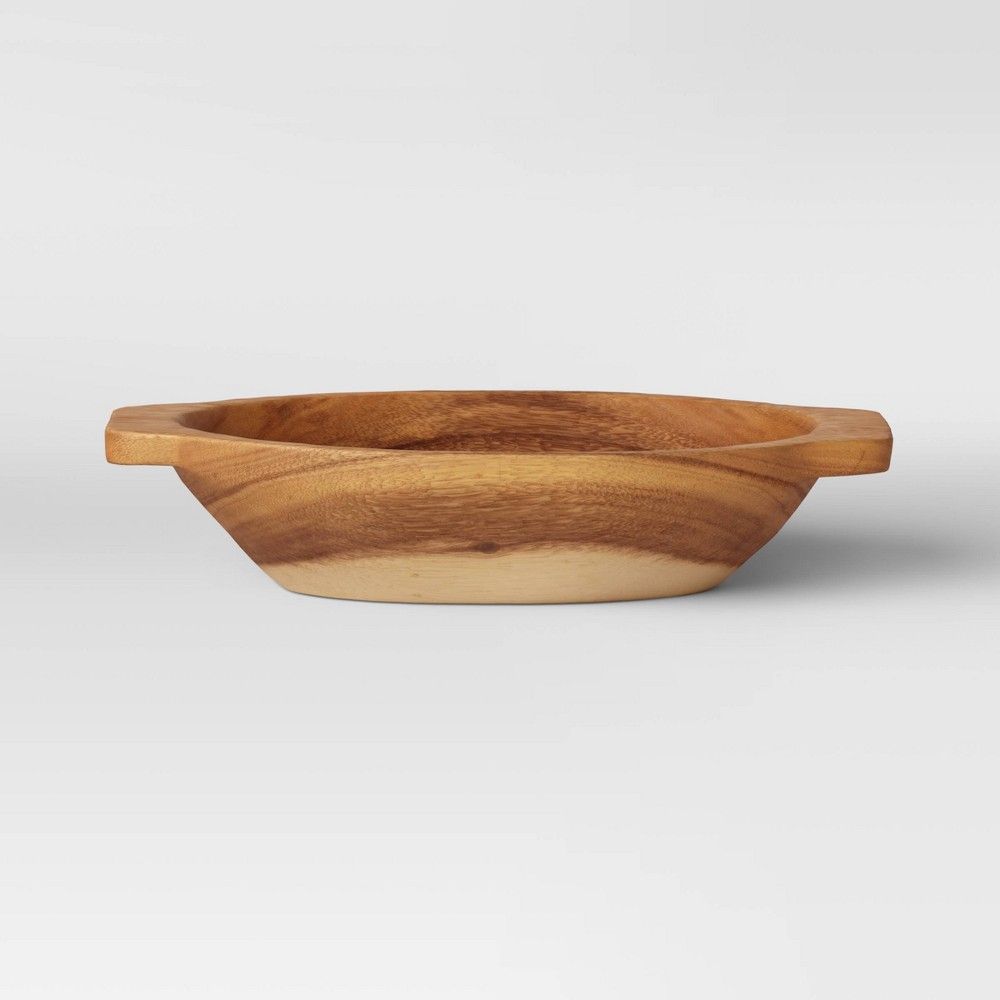 3.5" x 16" Munggur Wood Bowl Tapered with Handle Natural - Threshold™ | Target