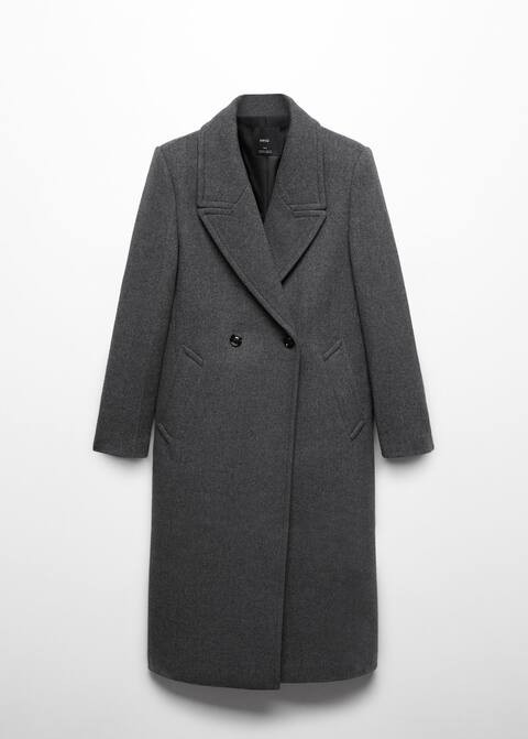 Manteau laine revers -  Femme | Mango France | MANGO (FR)