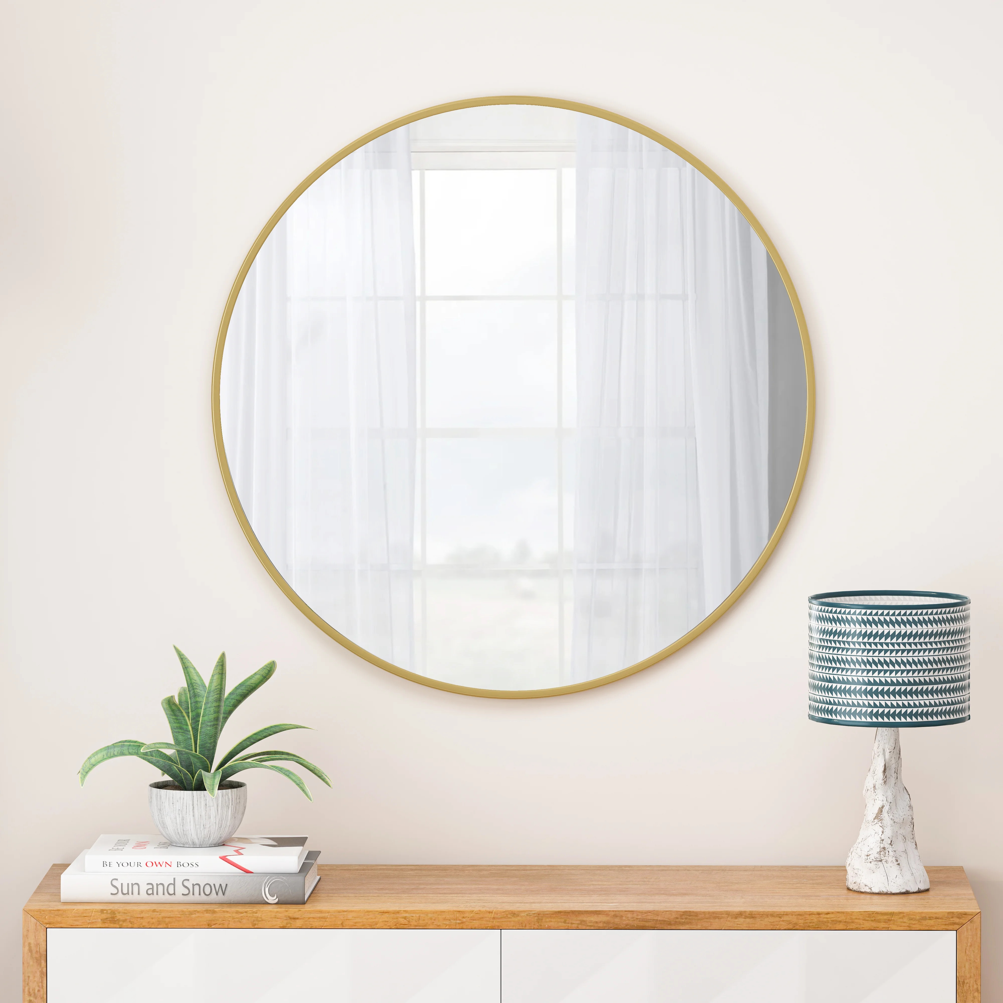 CoSoTower Wall Mirror 48 Inch Oversized Big Size Gold Circular Mirror Metal Framed Mirror Round V... | Walmart (US)