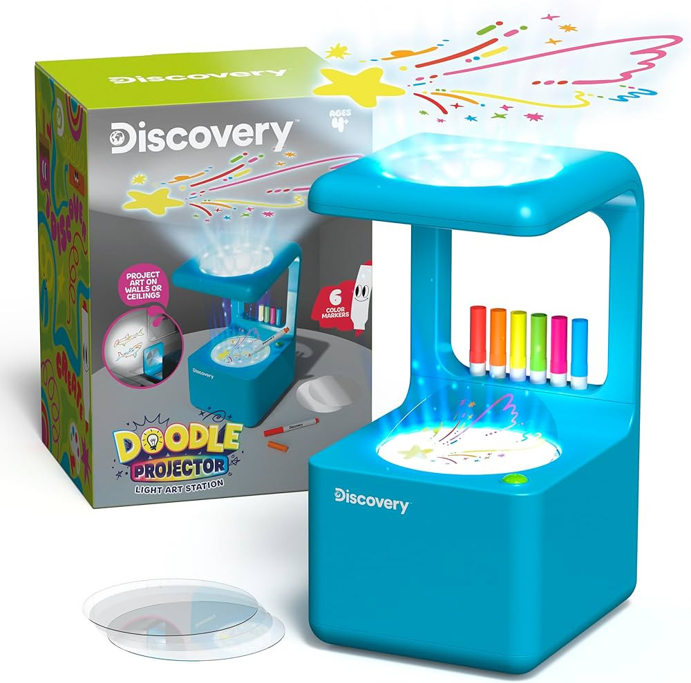Discovery™ Doodle Projector Light Art Station – Includes 6 Dry-Erase Markers, 10 Reusable Dra... | Amazon (US)