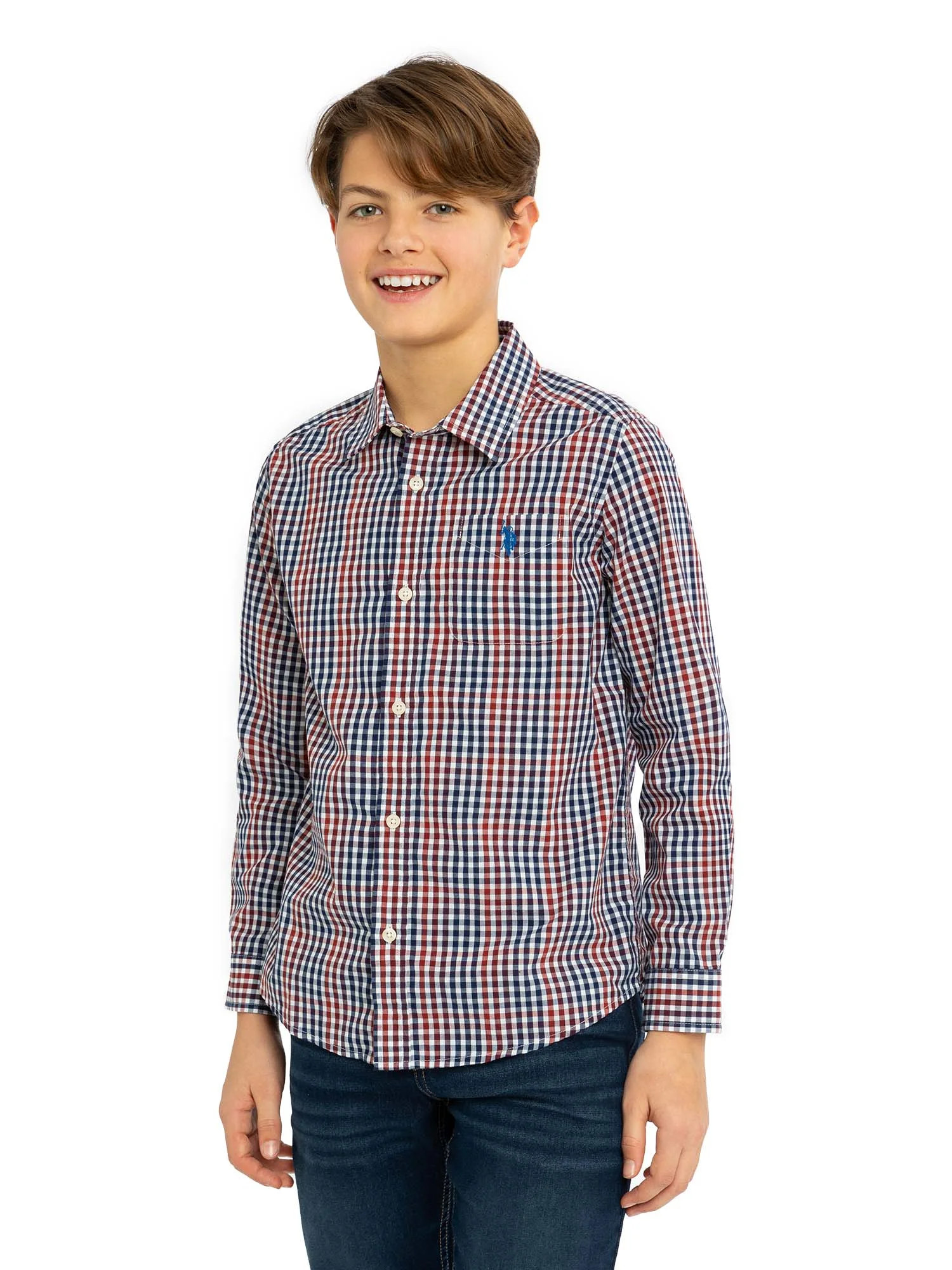 U.S. Polo Assn. Boys Long Sleeve Button Down Shirt, Sizes 4-18 | Walmart (US)