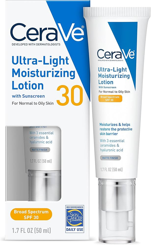 CeraVe Ultra-Light Moisturizing Lotion With SPF 30| Daily Face Moisturizer with SPF | Formulated ... | Amazon (US)