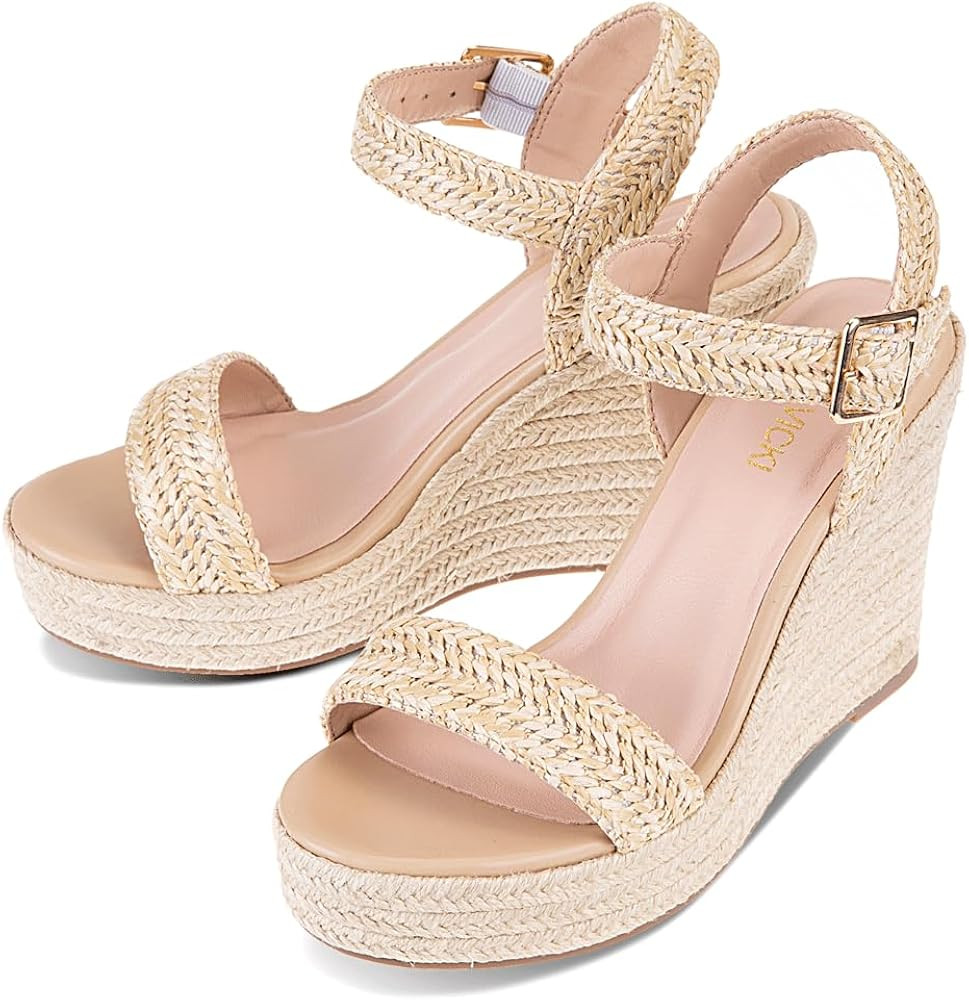 Women's Platform Sandals Wedge Ankle Strap Open Toe Sandals | Amazon (US)