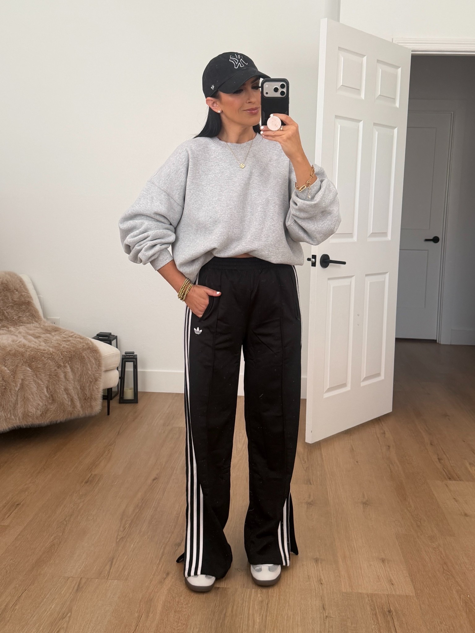 Adidas firebird loose track pants black wearing size small 