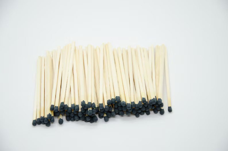 3.4" Black tip long wooden matches for home decor, wedding favors, crafts, design, matchbox filli... | Etsy (US)