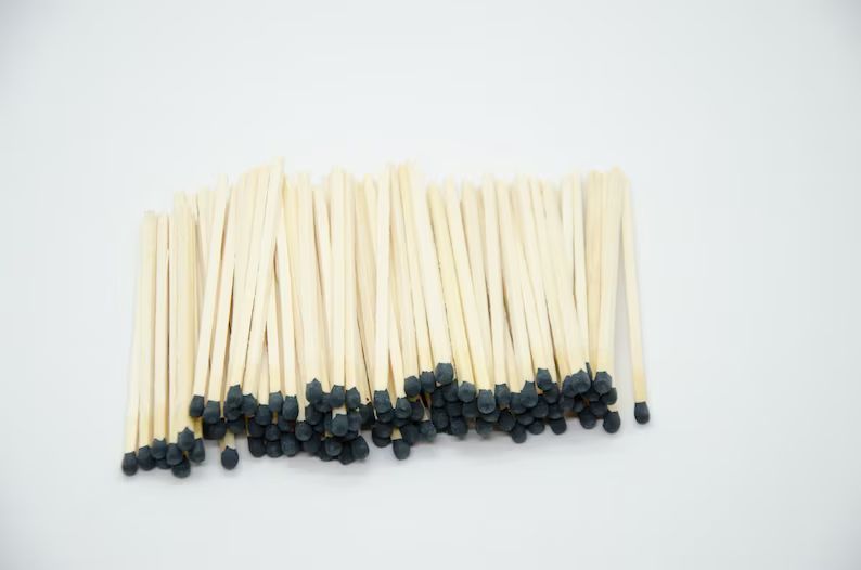 3.4" Black tip long wooden matches for home decor, wedding favors, crafts, design, matchbox filli... | Etsy (US)