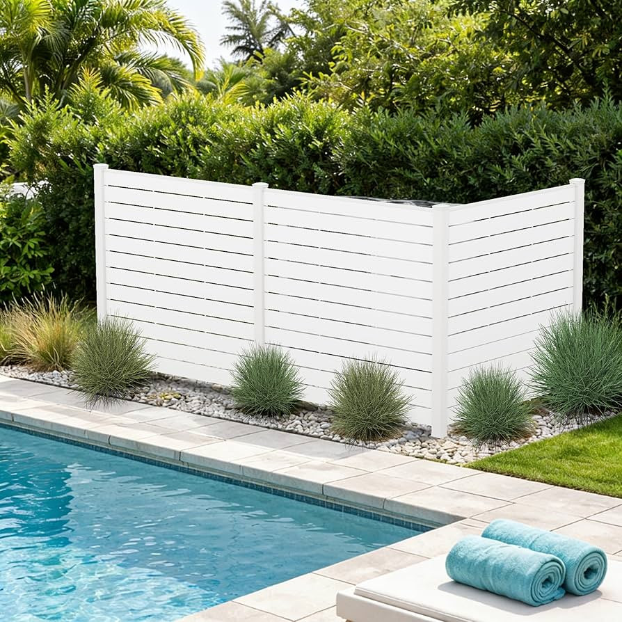 Kozyard 50" W x 48" H Outdoor Privacy Screen with Aluminum Posts, Air Conditioner Fence Panels, P... | Amazon (US)