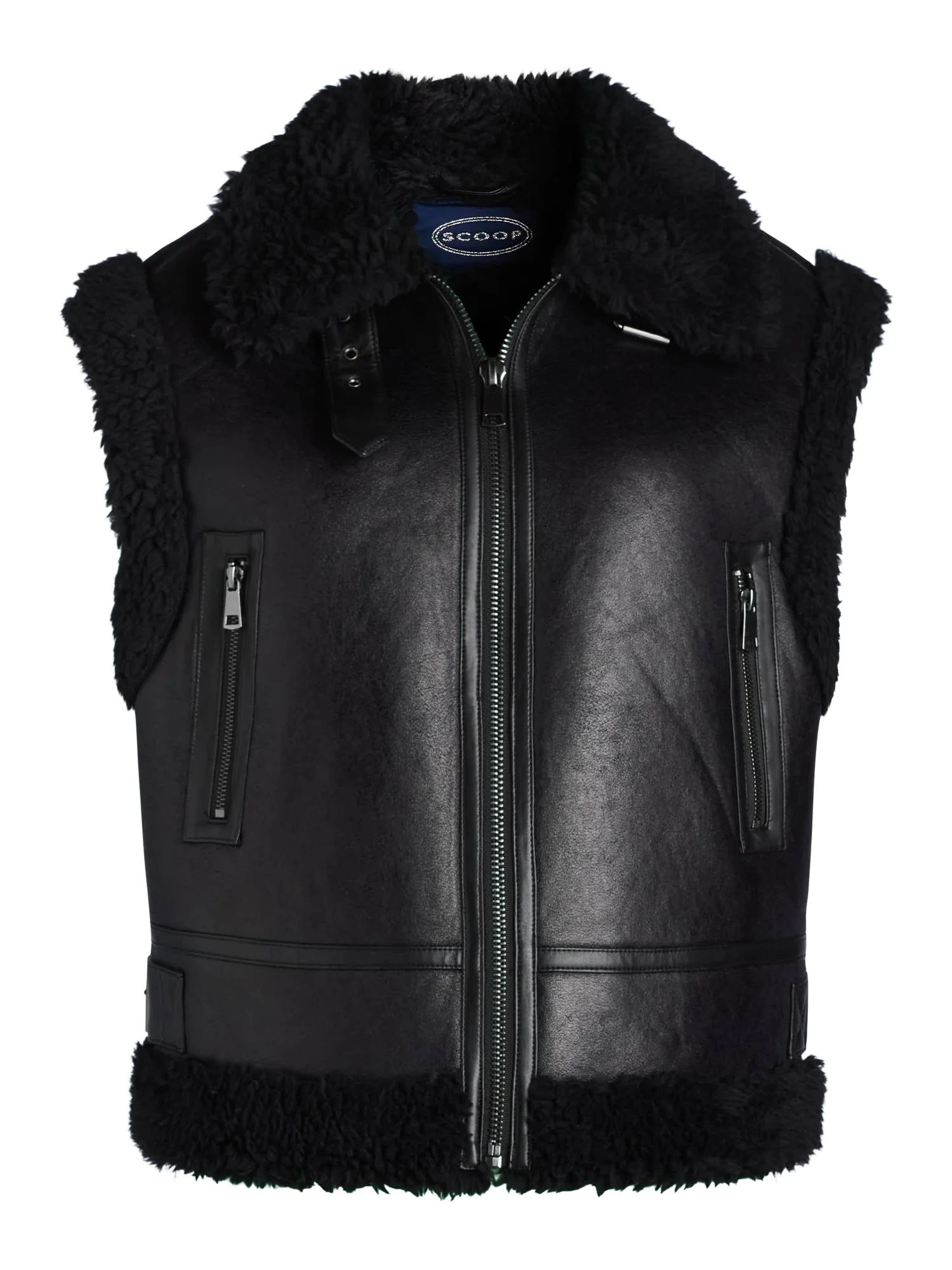 Scoop Women's Faux Suede Zip Vest with Faux Shearling Lining, Heavyweight, Sizes XS-XXL | Walmart (US)