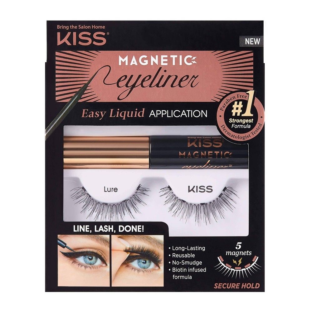 Kiss Magnetic Eyeliner & Fake Eyelashes Kit - Lure - 1 Pair | Target