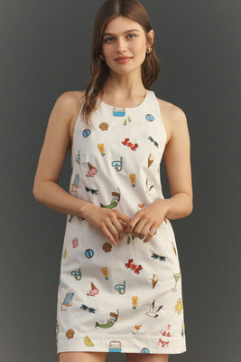 Maeve Sleeveless Beaded Shift Mini Dress | Anthropologie (US)