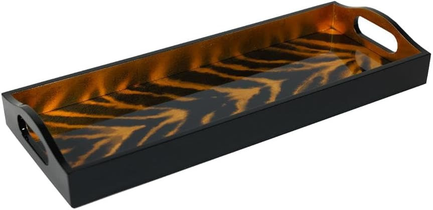 Caspari Go Wild Lacquer Bar Tray – 20” x 8” Decorative Serving Tray, Handcrafted Wood & Lac... | Amazon (US)