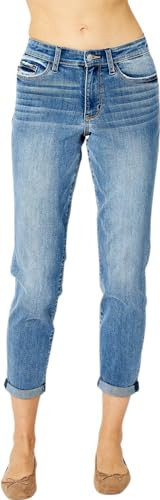 Judy Blue Mid Rise Cuffed Slim Jeans - Comfy & Stretchy Denim for Everyday Wear 82441-0 | Amazon (US)