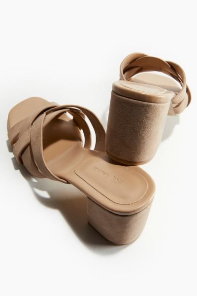 Heeled Leather Sandals - Beige - Ladies | H&M US | H&M (US + CA)