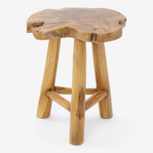 Teak Rough Cut Stool 41x33cm | TK Maxx