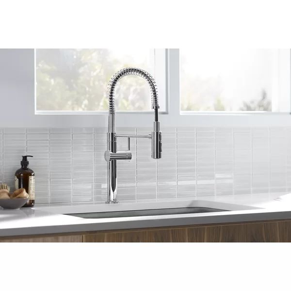 K-22973-CP Kohler Crue Single Handle Semi-Professional Pre-Rinse Kitchen Faucet with Three-Functi... | Wayfair North America