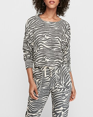 cozy marled animal print sweatshirt | Express