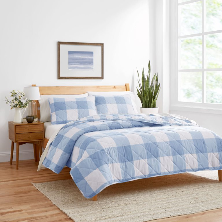 Gap Home Large Gingham Reversible Organic Cotton Blend Quilt, Full/Queen, Blue, 1-Piece - Walmart... | Walmart (US)