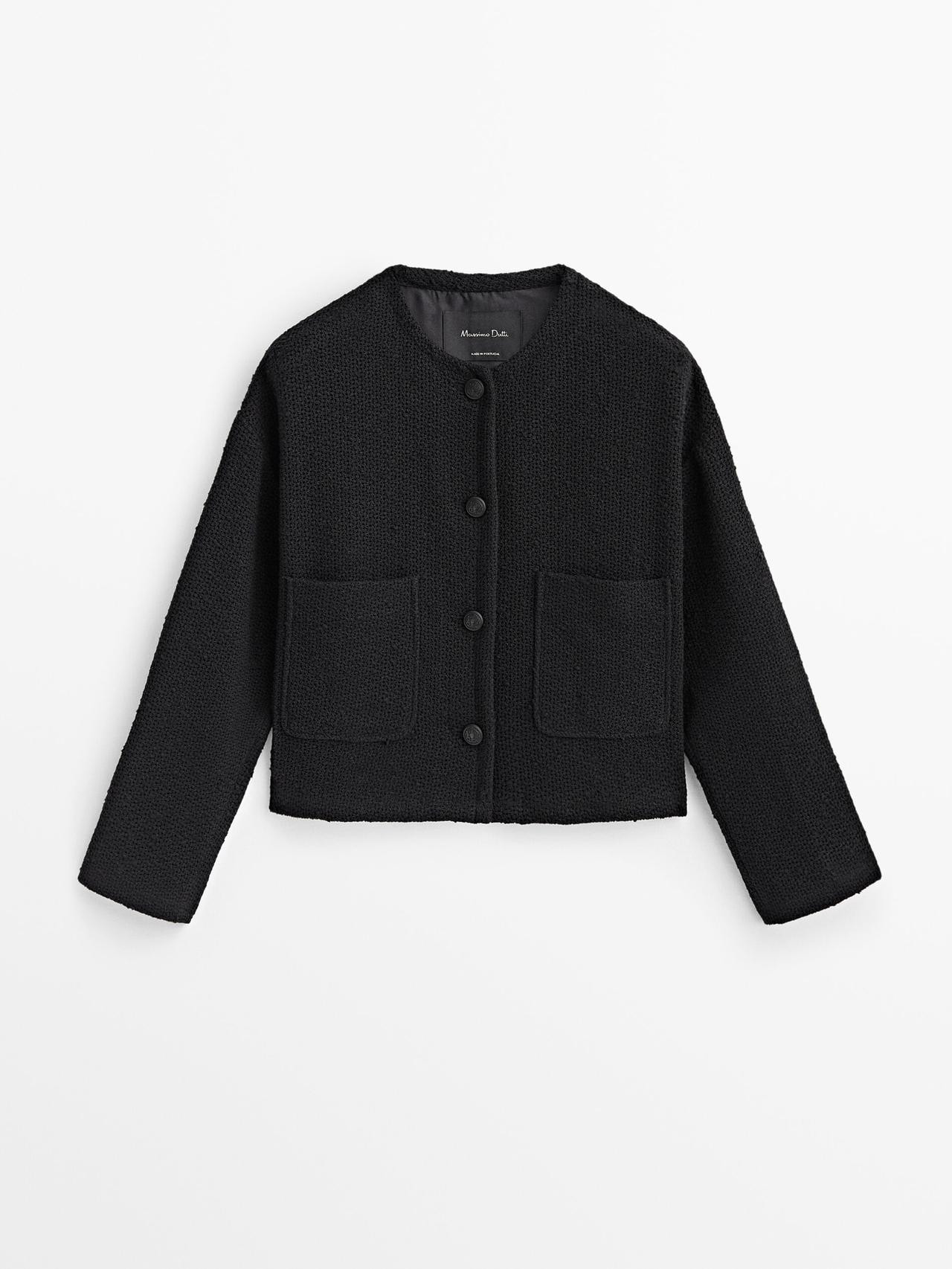Cropped textured jacket | Massimo Dutti DE