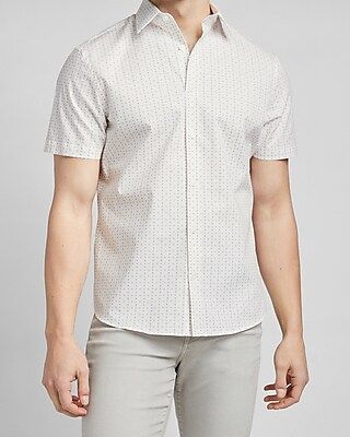 Slim Geo Print Stretch Cotton Short Sleeve Shirt | Express
