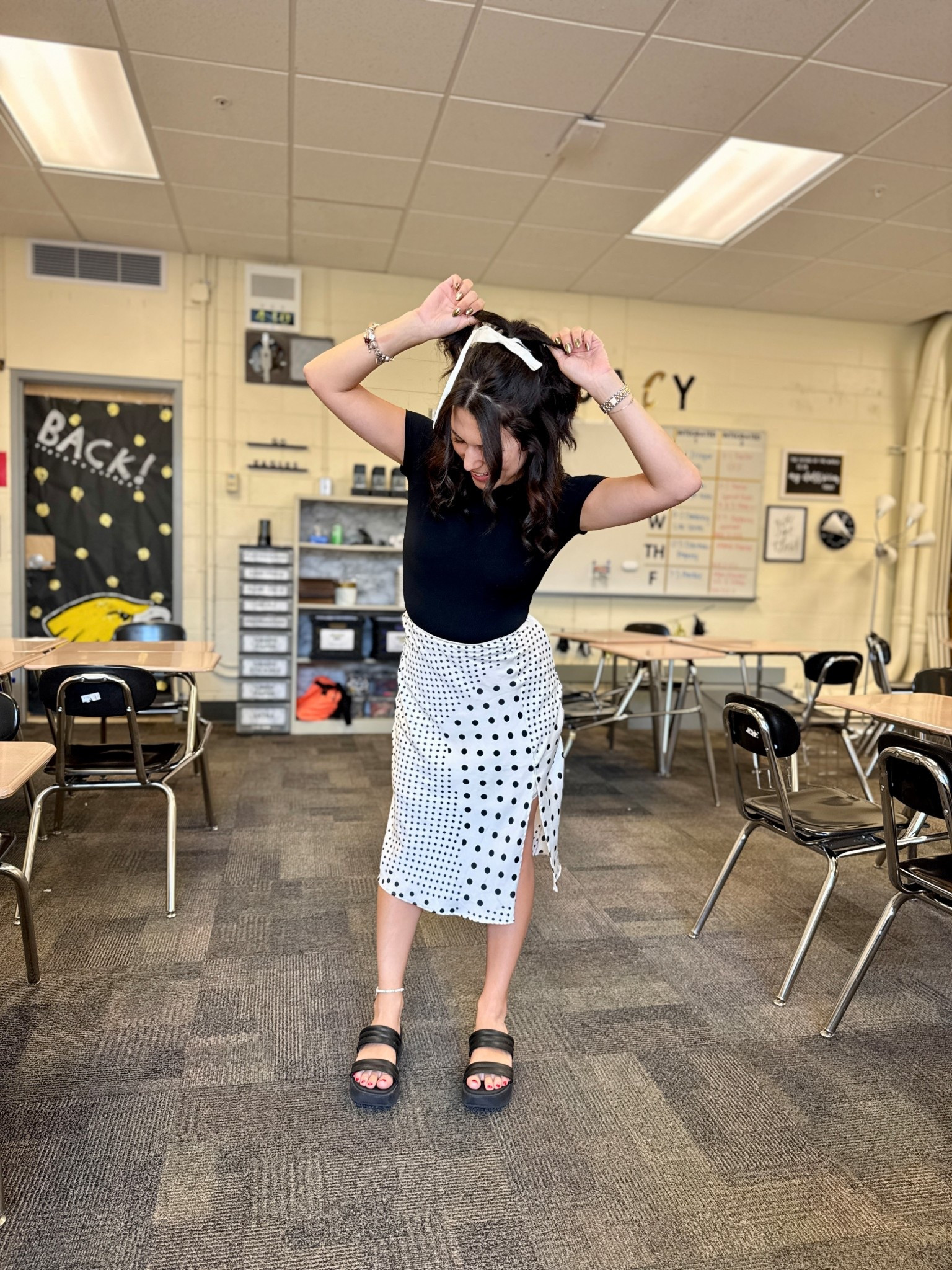 Polka dot teacher fit 
Everything fits TTS

#LTKSeasonal #LTKStyleTip #LTKFindsUnder100