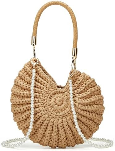 Handmade Crochet Tote Bag Seashell Purse for Women Boho Shell Handbag Crossbody Shoulder Bag Summ... | Amazon (US)