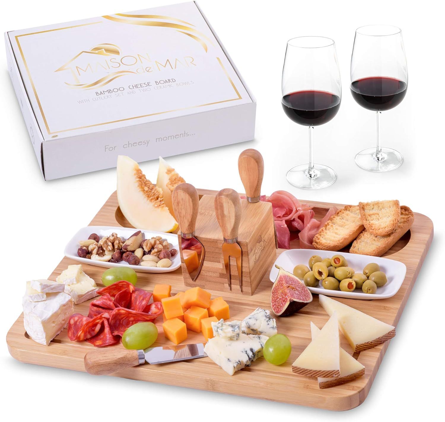 Exquisite Cheese Board and Knife Set by Maison del Mar - Charcuterie Board Set & Cheese Serving P... | Amazon (US)