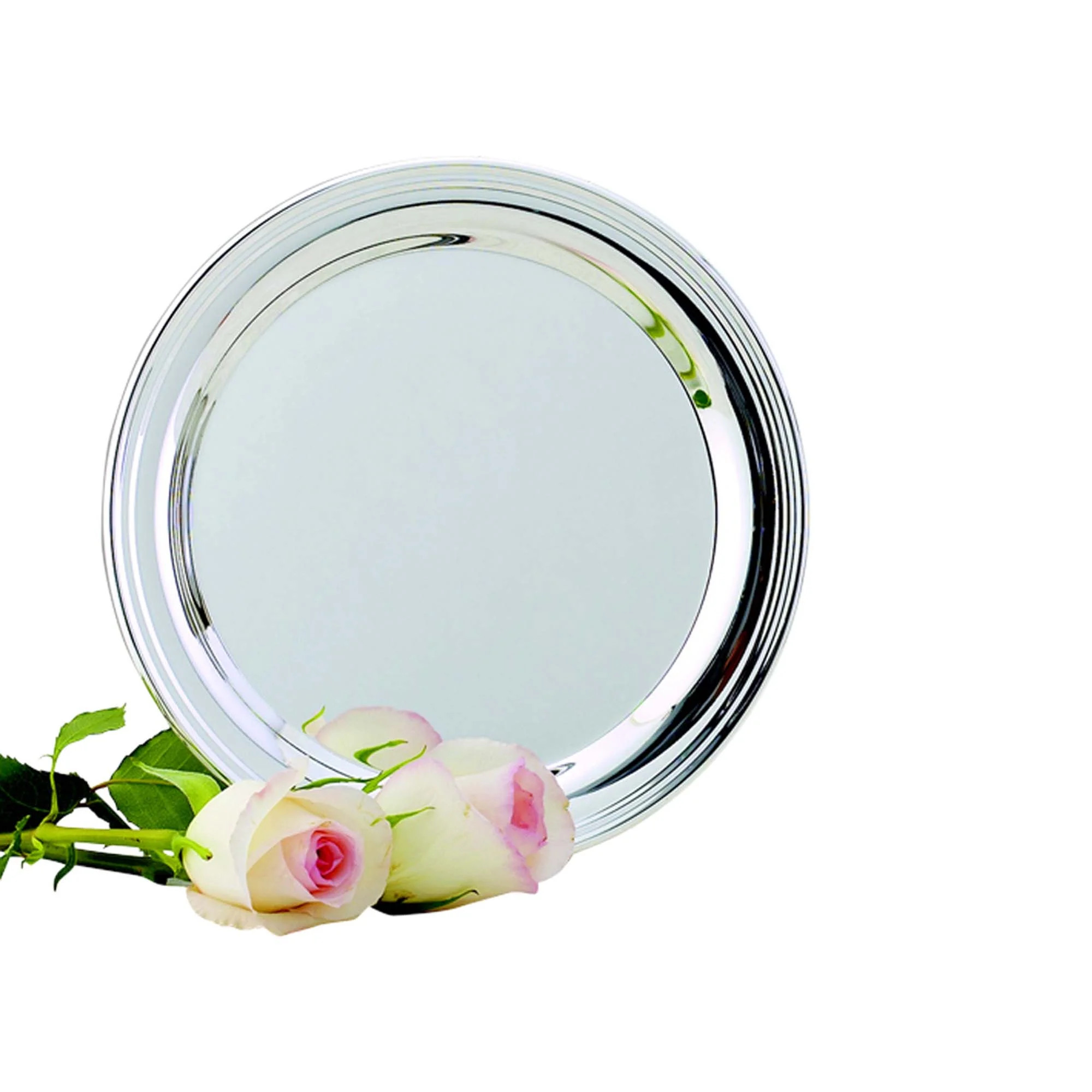 Contemporary Home Living 8" Silver Round Stainless Steel Decorative Tray - Walmart.com | Walmart (US)