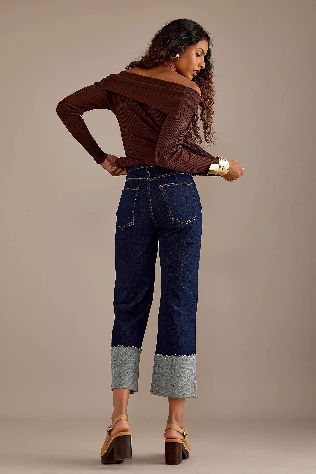 The Scotty Cuffed High-Rise Straight-Leg Jeans by Pilcro | Anthropologie (UK)