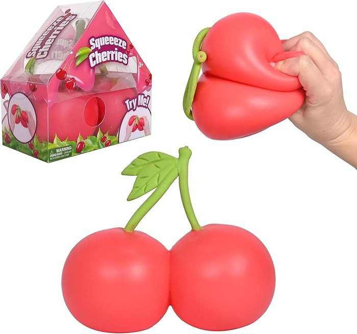 Toymendous Squishy Cherries, Jumbo Sweet Fruit Stress Toy, Twin Cherry Fidget Fun, 5.5 Inch Squis... | Amazon (US)