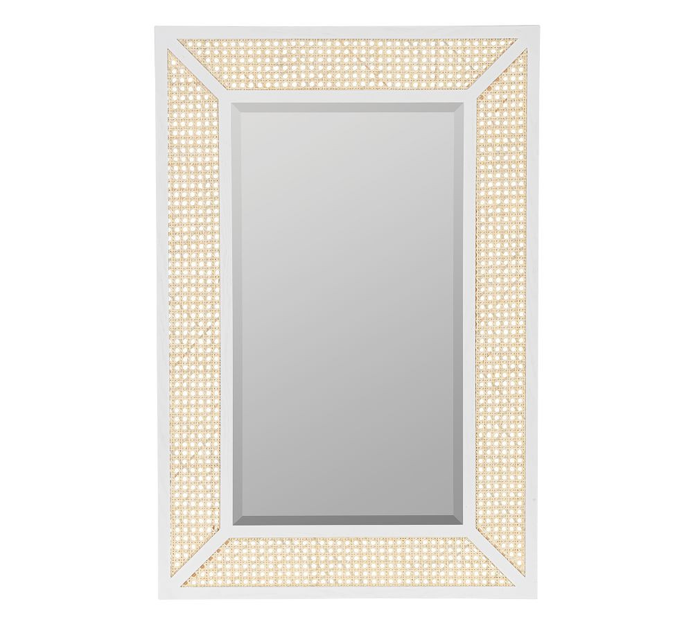 Harley Cane Rectangle Wall Mirror, 24x36 - White | Pottery Barn (US)
