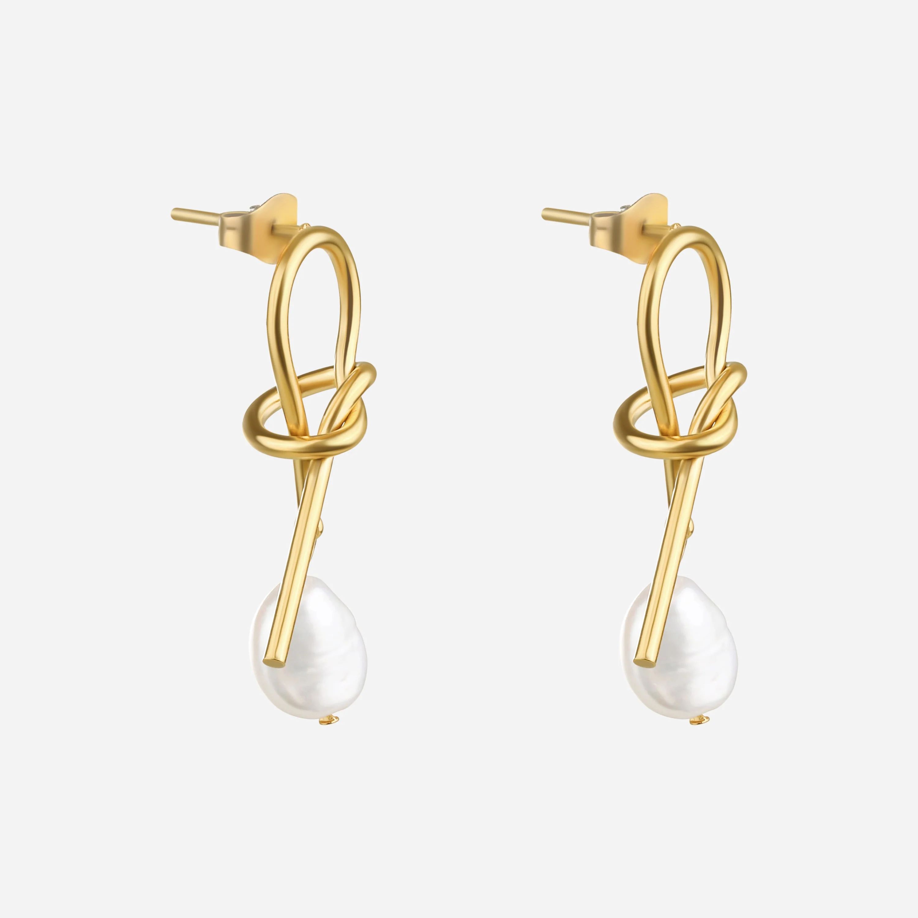 Kylie Knotted Pearl Gold Earrings | Victoria Emerson