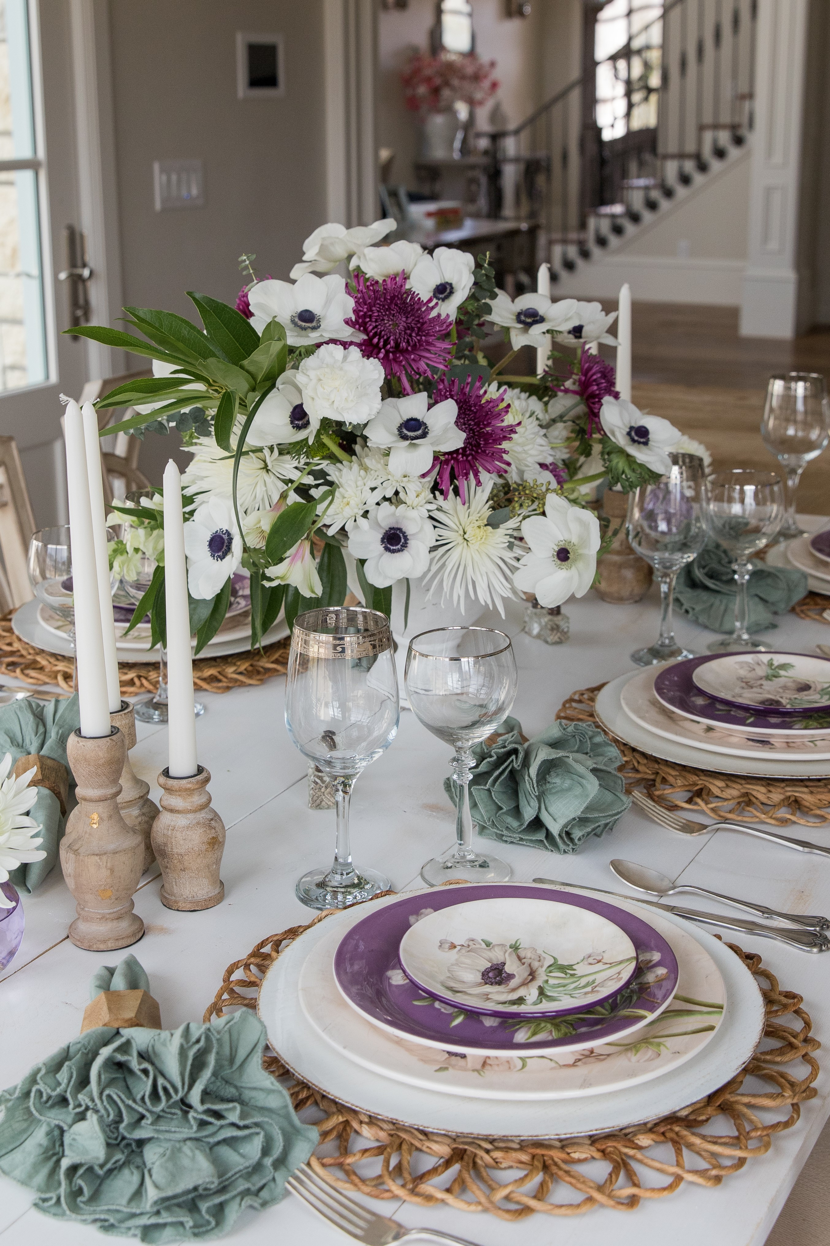 Pinterest made me do it 💜 This soft floral summer tablescape is everything right now 🌿 Obsessed with these anemone stems for easy, reusable centerpieces. Shop the full look in my LTK + save for your next table setup! #LTKviral #pinterestinspired #summeraesthetic #ltkhome #homewithhollyj #shophollyjhome 

 #LTKfoodie #LTKSeasonal #LTKHome