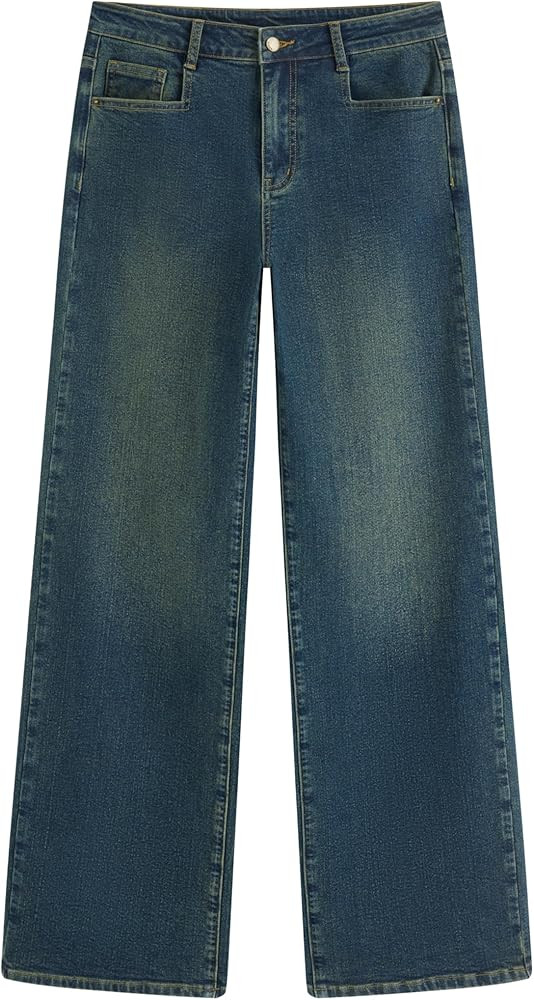 CIDER Low Rise Jeans Straight Leg Denim Pants Trendy Brushed Low Waist Straight Leg Jeans | Amazon (US)