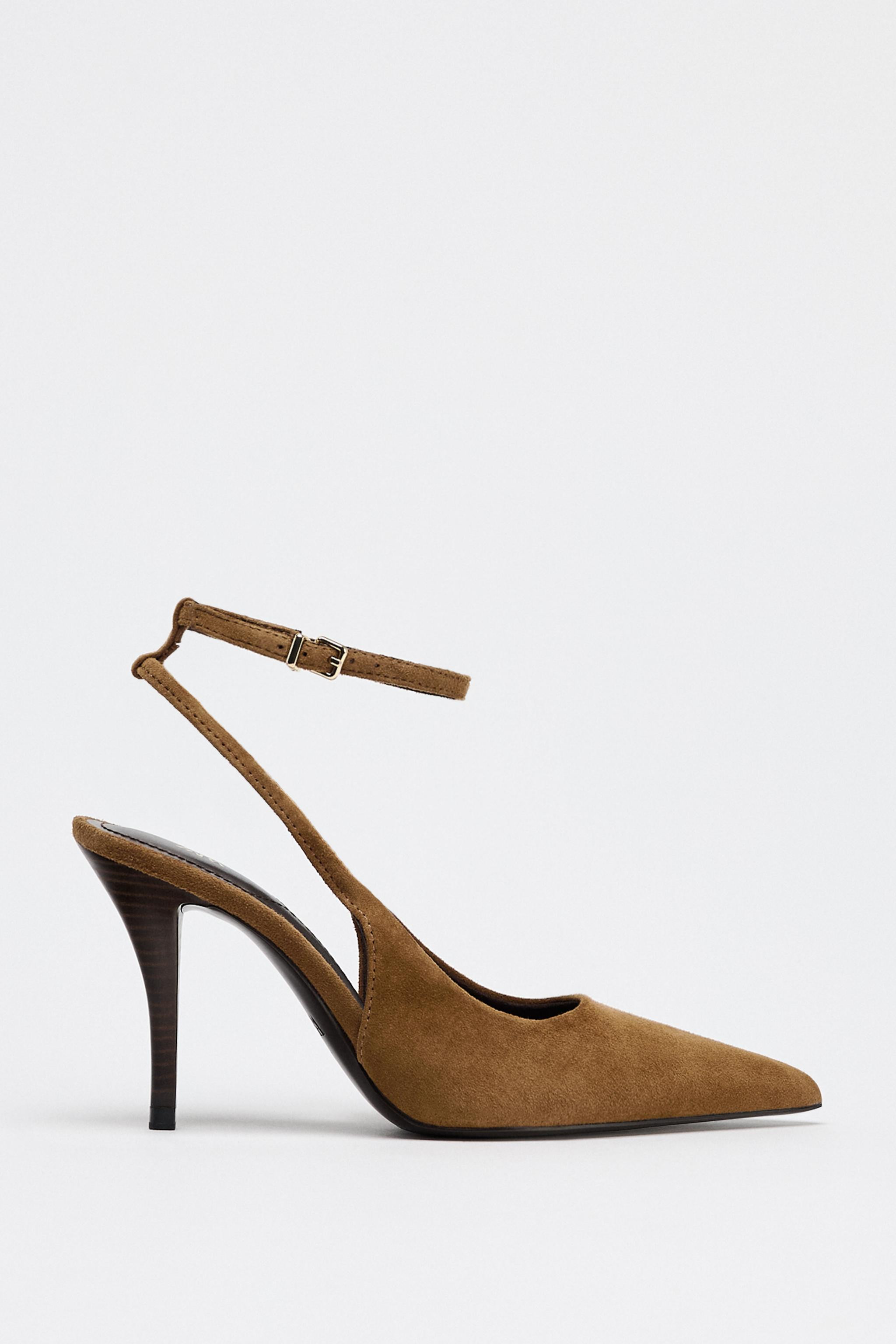 SPLIT SUEDE SLINGBACK HEELS | Zara UK